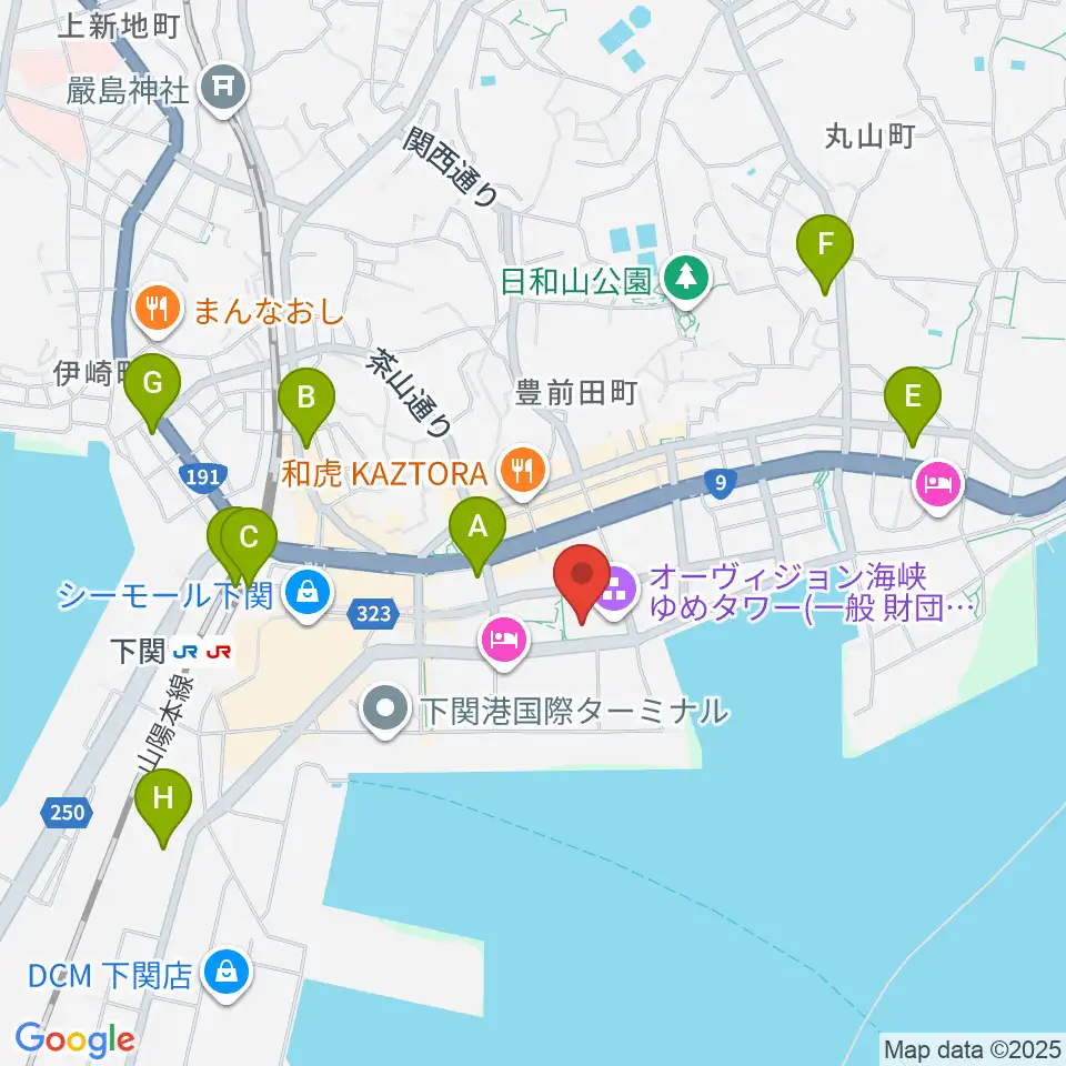 海峡メッセ下関周辺のコンビニエンスストア一覧地図