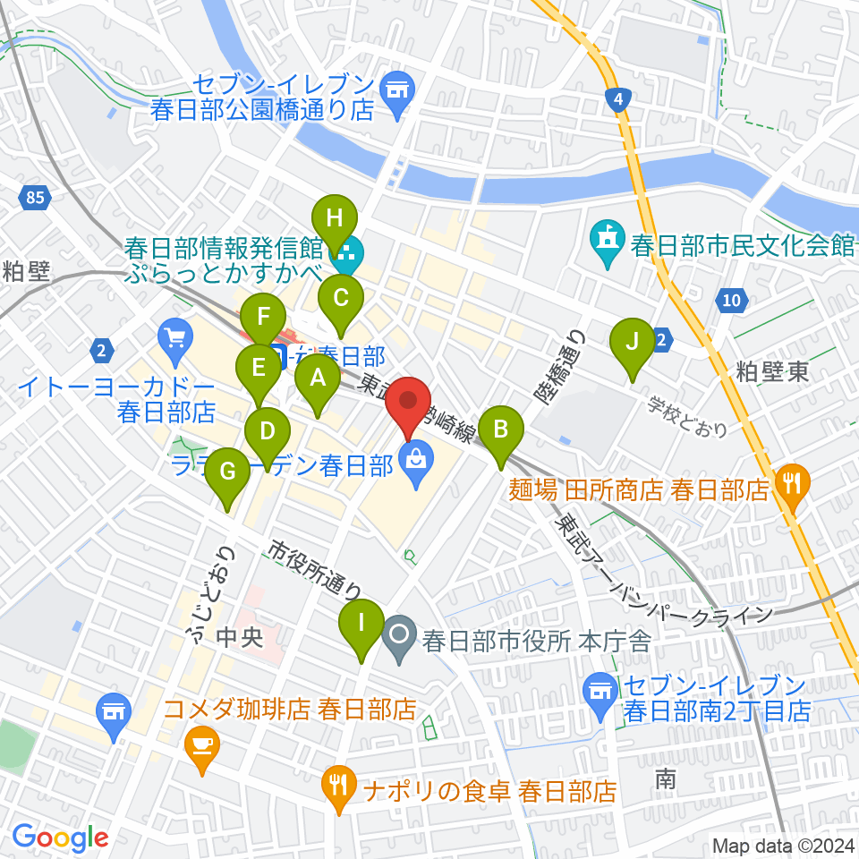 春日部ふれあいキューブ周辺のコンビニエンスストア一覧地図