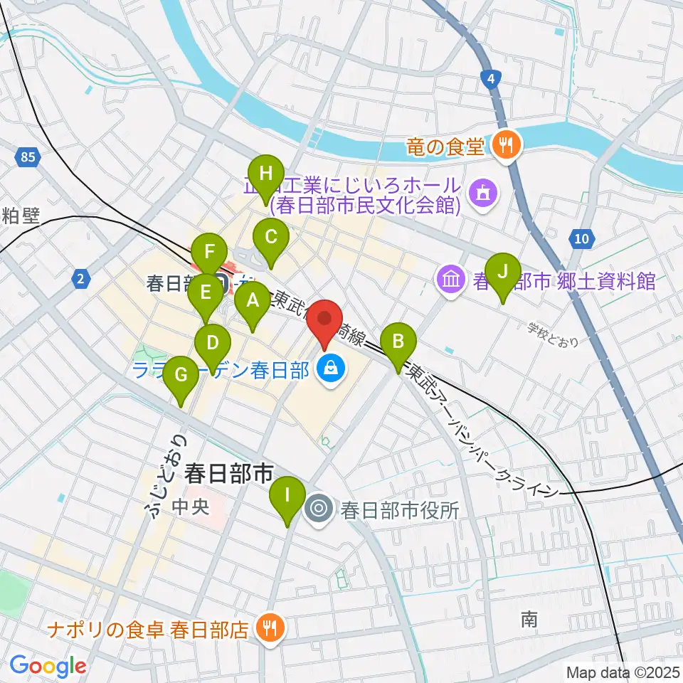 春日部ふれあいキューブ周辺のコンビニエンスストア一覧地図