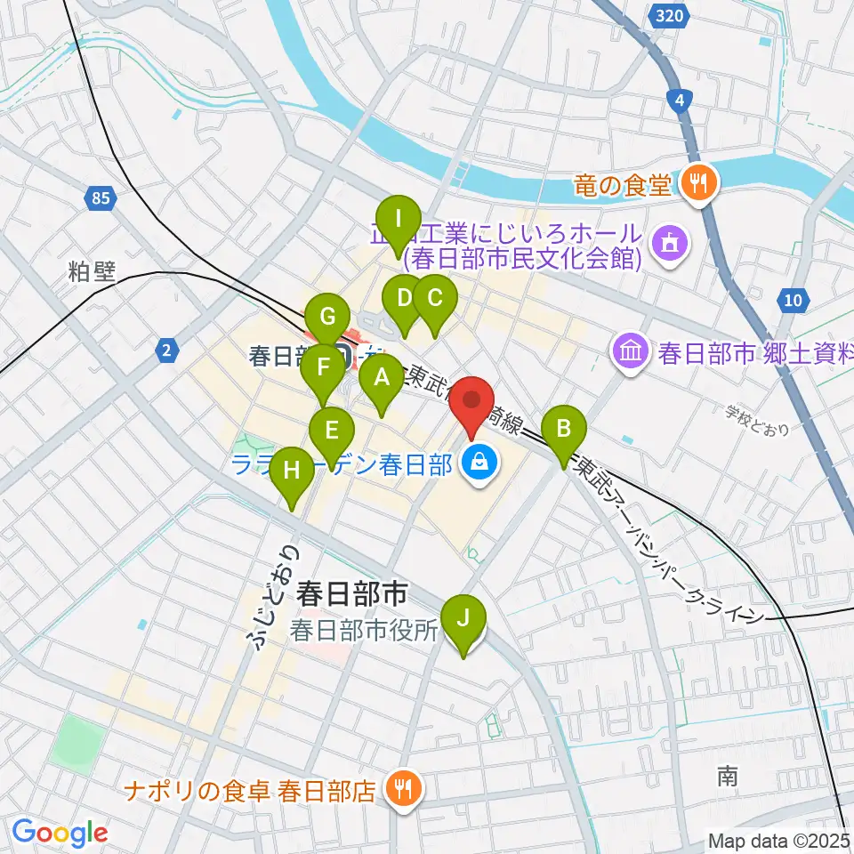 春日部ふれあいキューブ周辺のコンビニエンスストア一覧地図