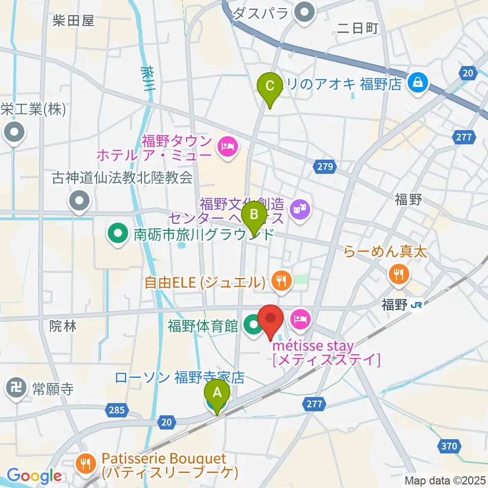 南砺市福野B&G海洋センター周辺のコンビニエンスストア一覧地図