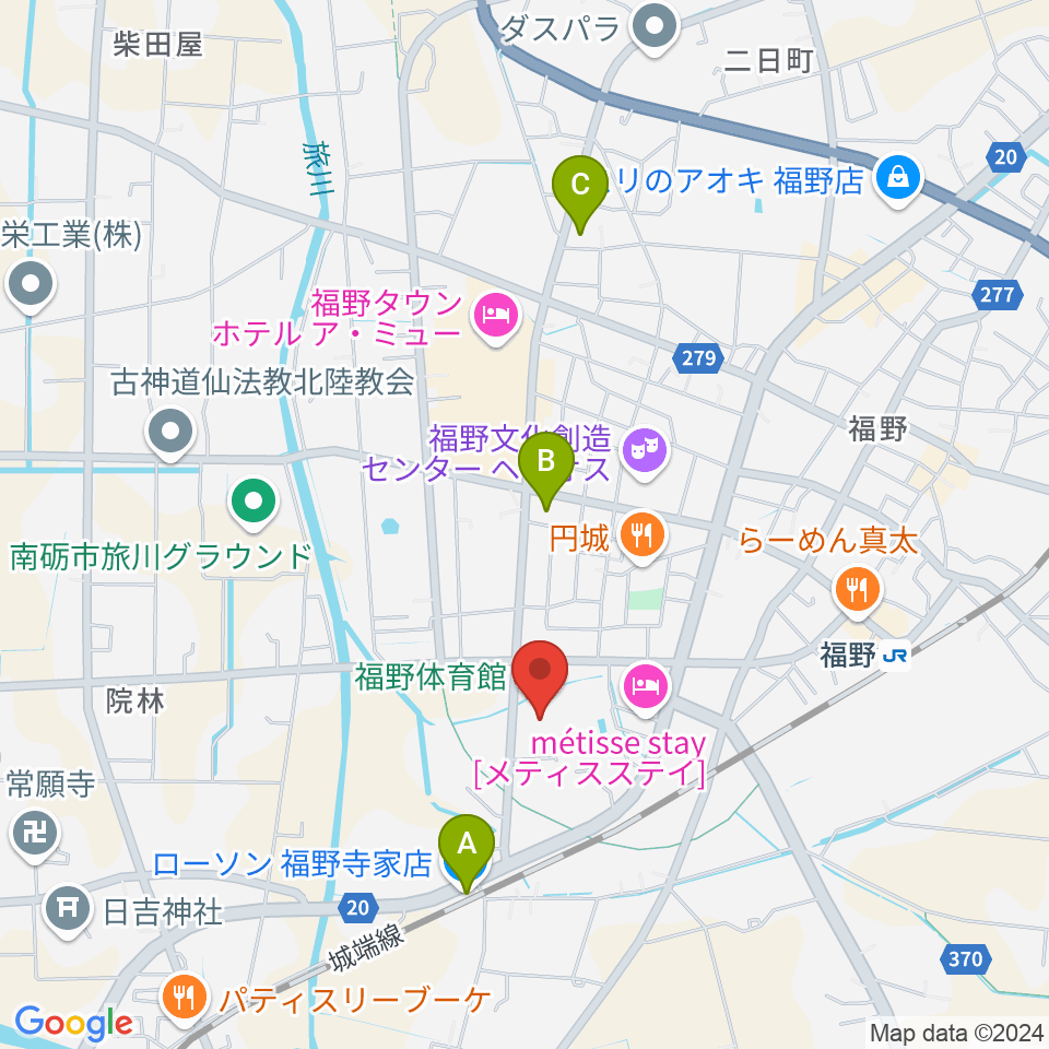 南砺市福野体育館周辺のコンビニエンスストア一覧地図