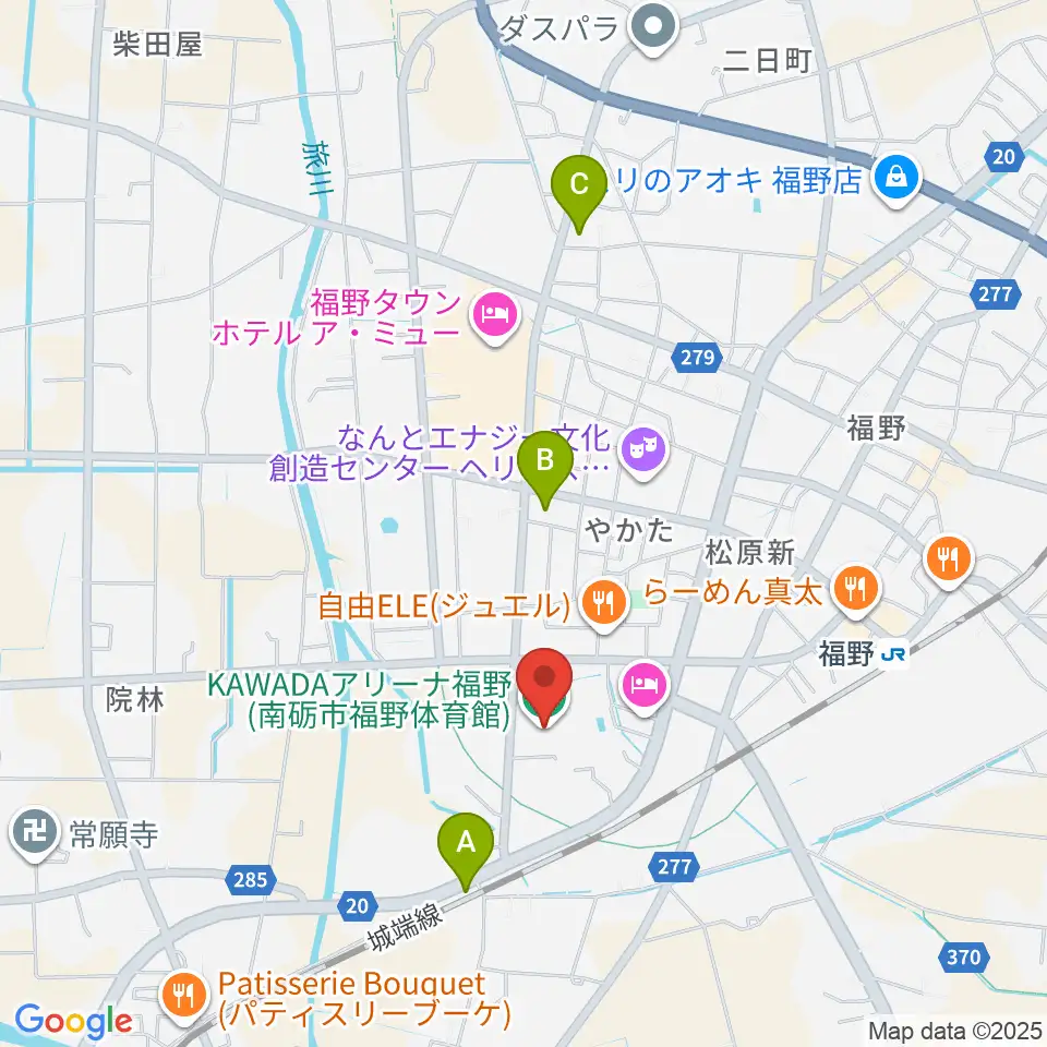 KAWADAアリーナ福野周辺のコンビニエンスストア一覧地図