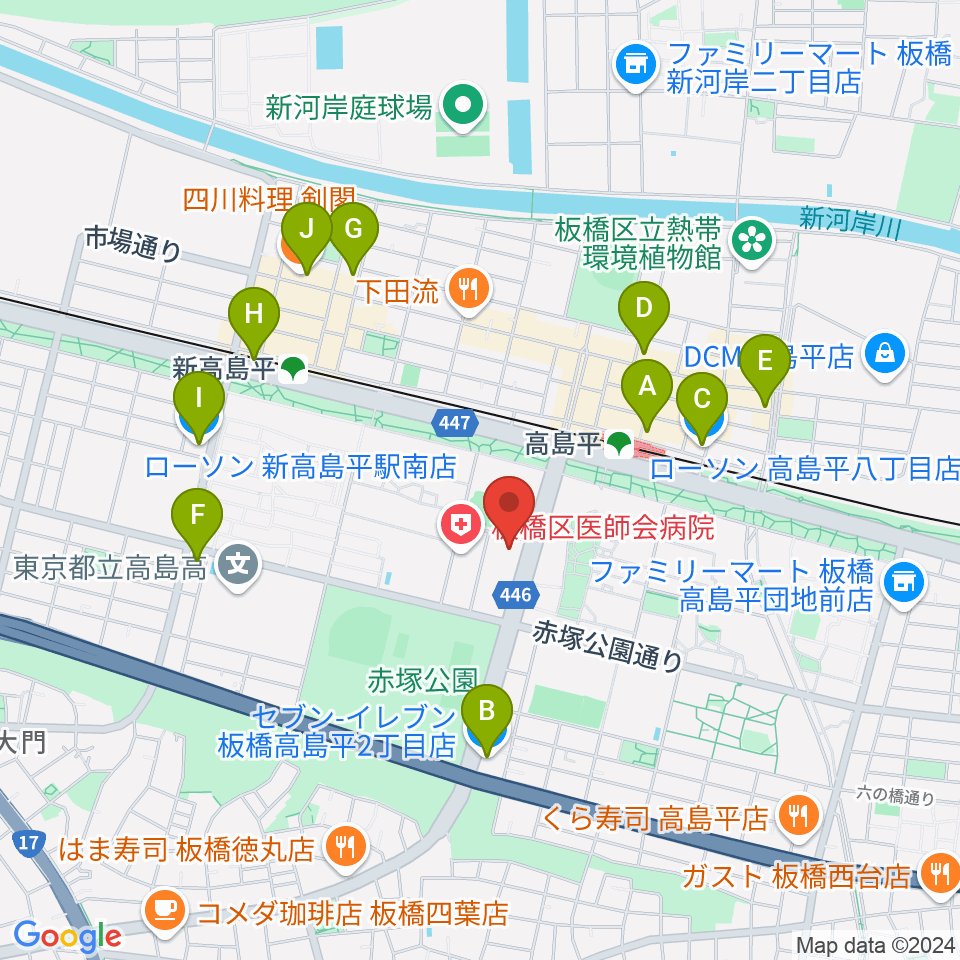 高島平区民館ホール周辺のコンビニエンスストア一覧地図