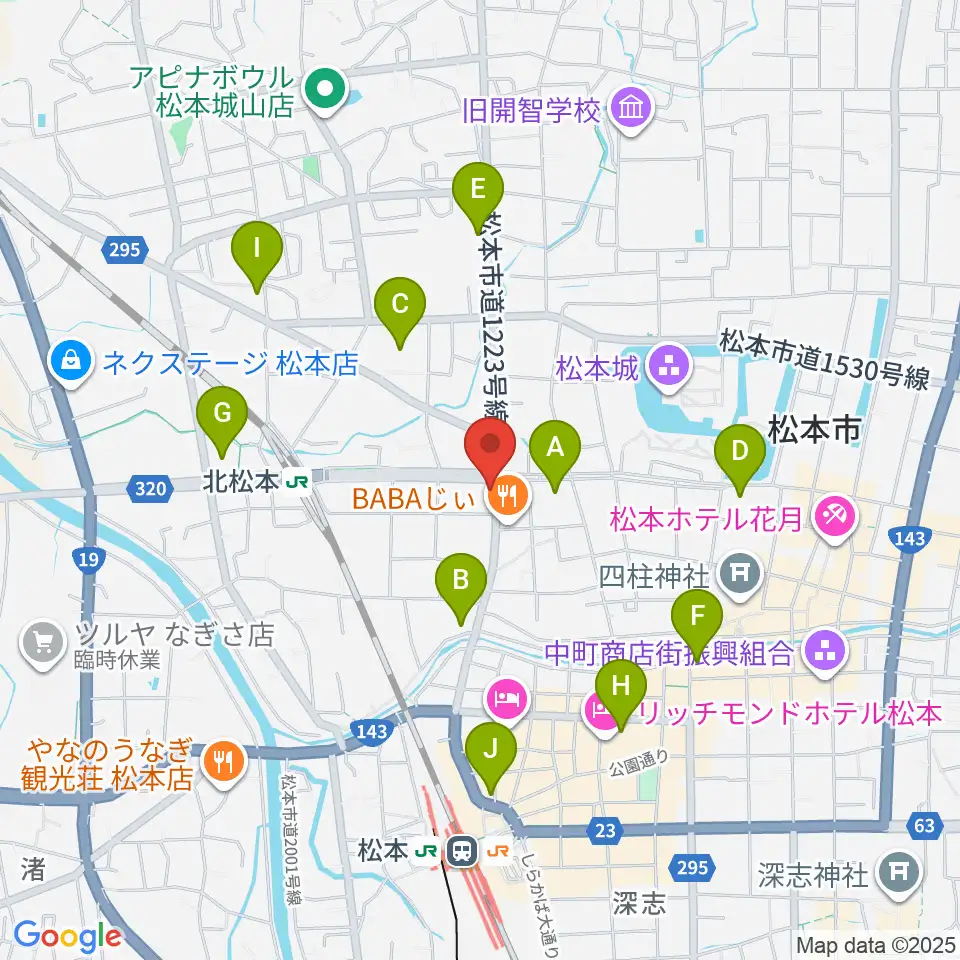 日本ヴァイオリン松本店周辺のコンビニエンスストア一覧地図