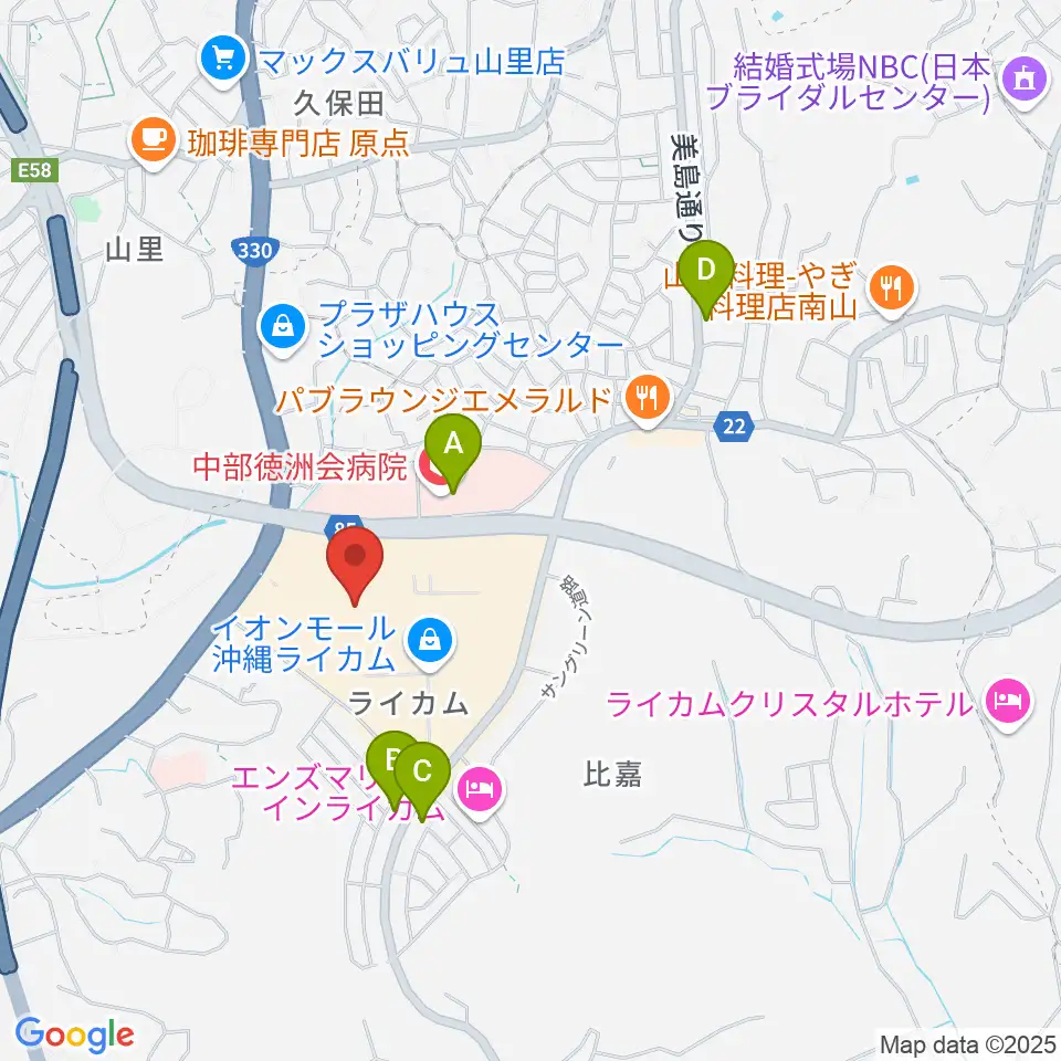 島村楽器 イオンモール沖縄ライカム店周辺のコンビニエンスストア一覧地図