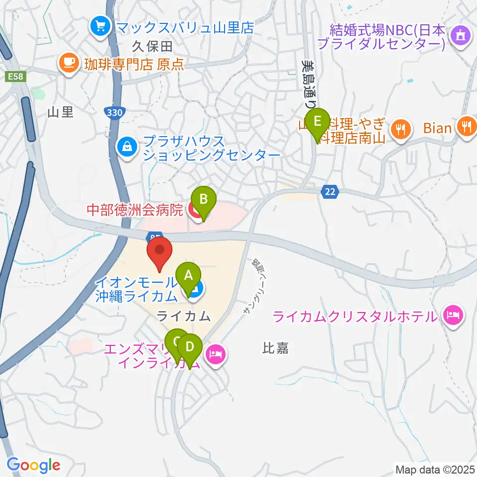 島村楽器 イオンモール沖縄ライカム店周辺のコンビニエンスストア一覧地図