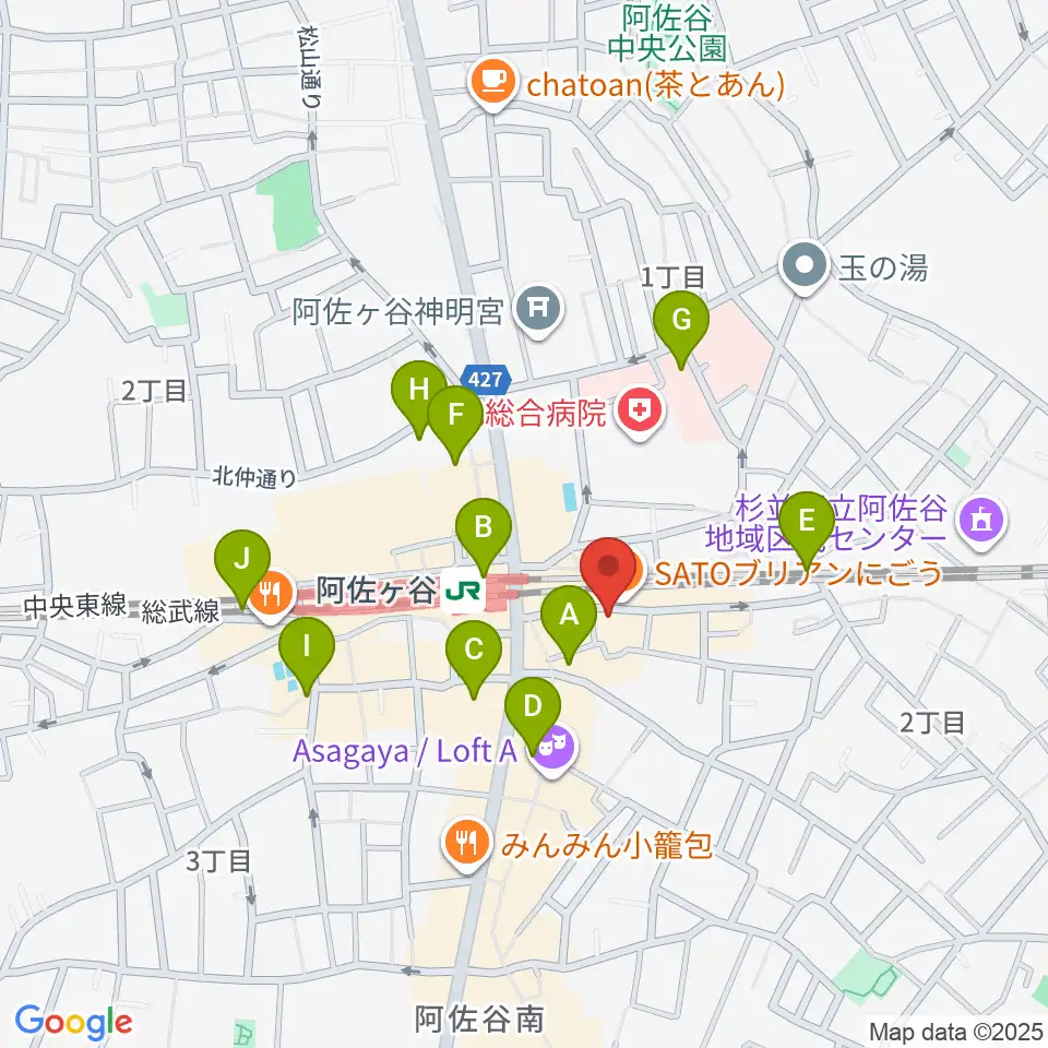スタジオ音楽館 阿佐ヶ谷周辺のコンビニエンスストア一覧地図