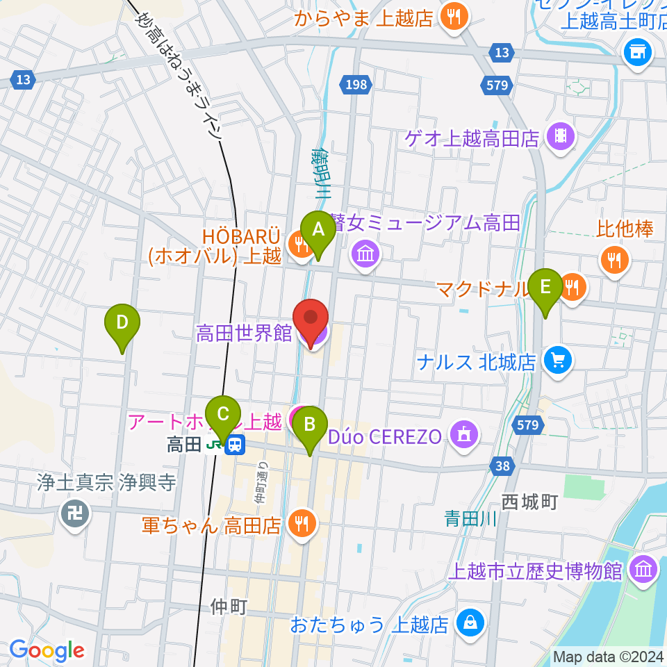 高田世界館周辺のコンビニエンスストア一覧地図