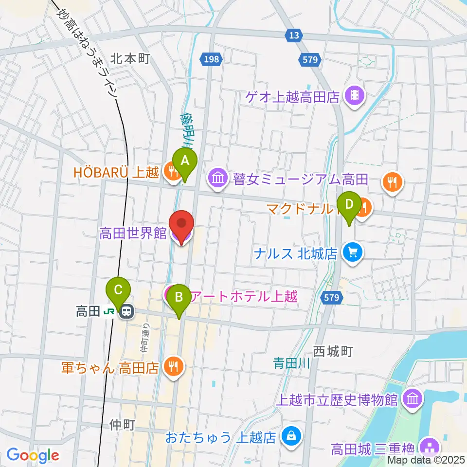 高田世界館周辺のコンビニエンスストア一覧地図
