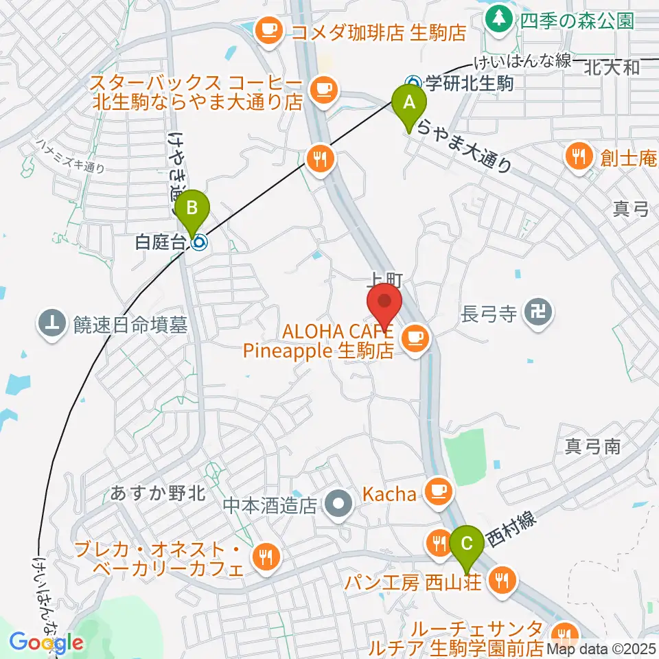 北コミュニティセンター ISTAはばたき周辺のコンビニエンスストア一覧地図