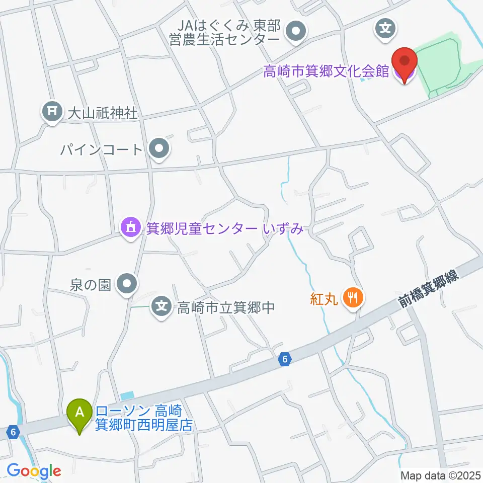 高崎市箕郷文化会館周辺のコンビニエンスストア一覧地図