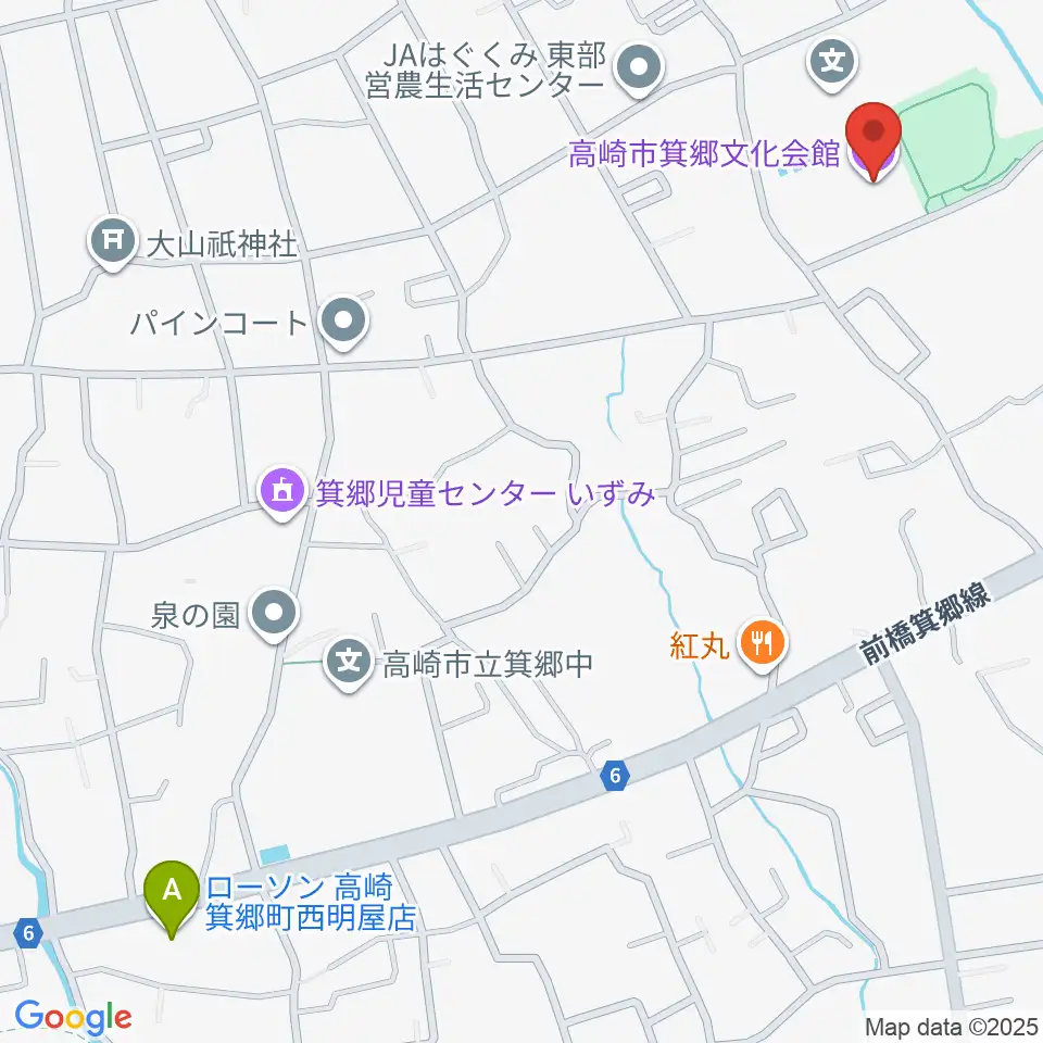 高崎市箕郷文化会館周辺のコンビニエンスストア一覧地図
