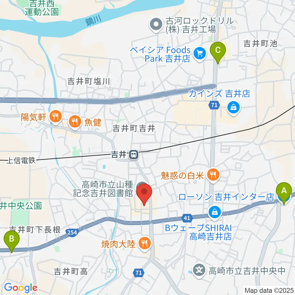 吉井文化会館周辺のコンビニエンスストア一覧地図
