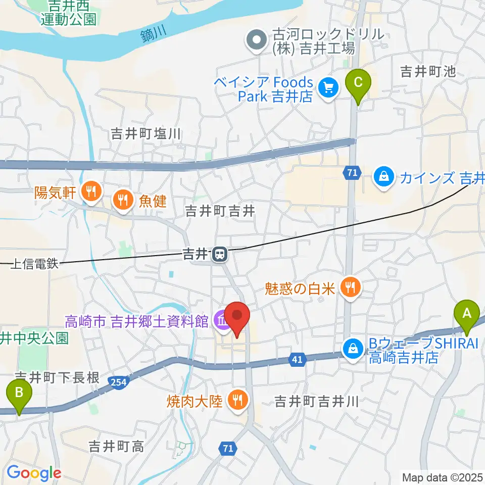 吉井文化会館周辺のコンビニエンスストア一覧地図
