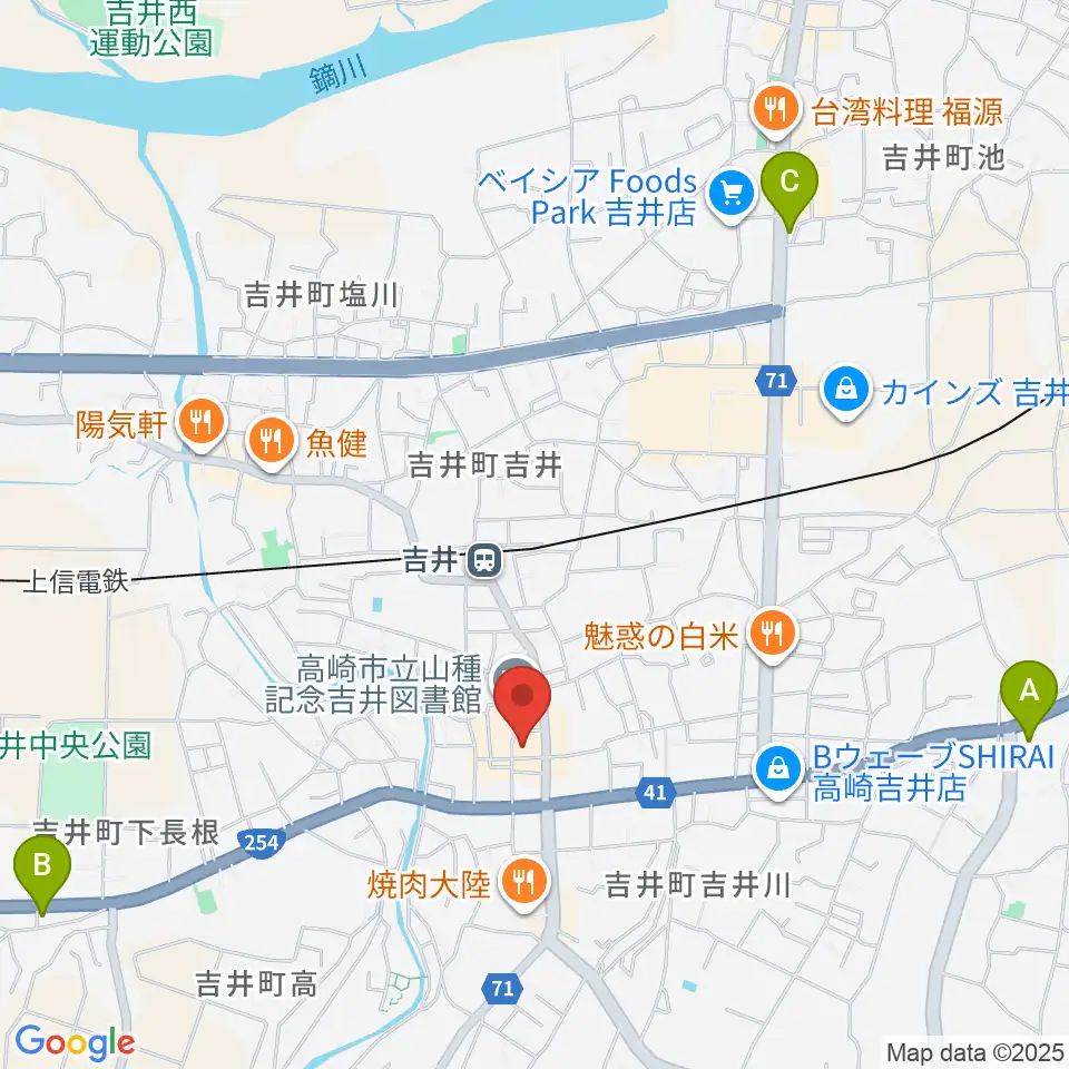 吉井文化会館周辺のコンビニエンスストア一覧地図