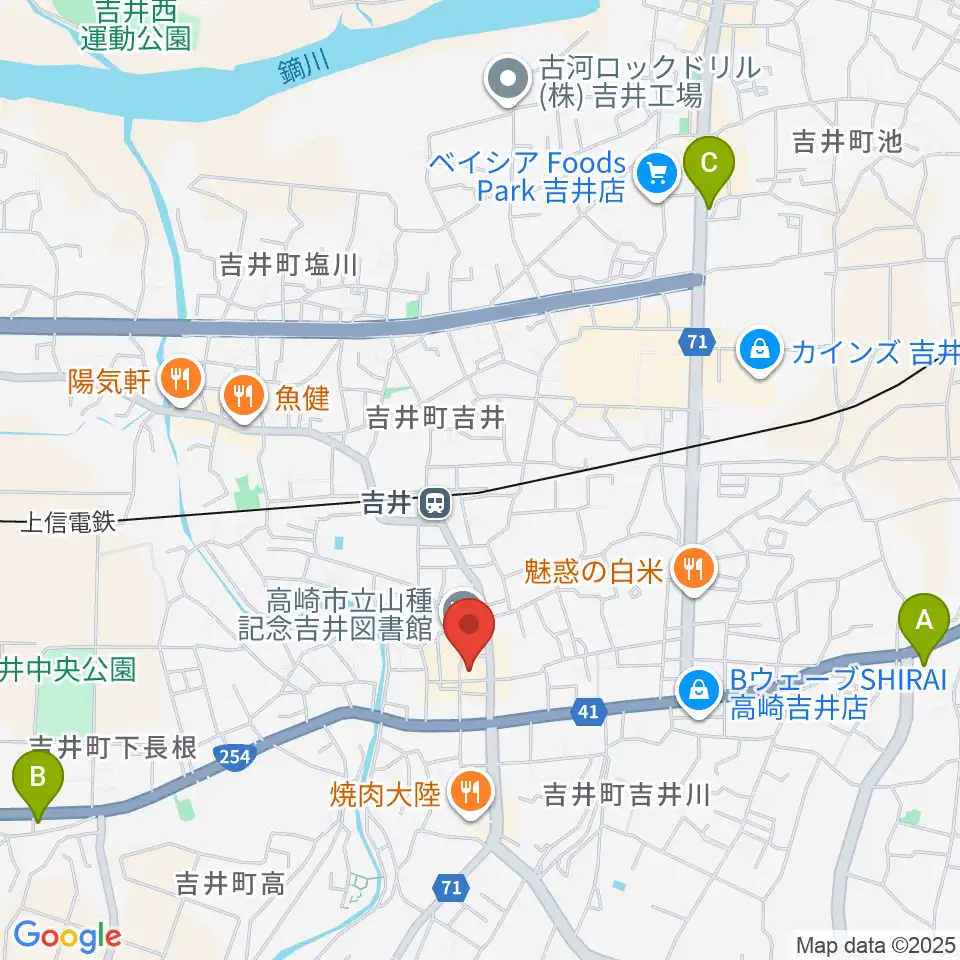吉井文化会館周辺のコンビニエンスストア一覧地図