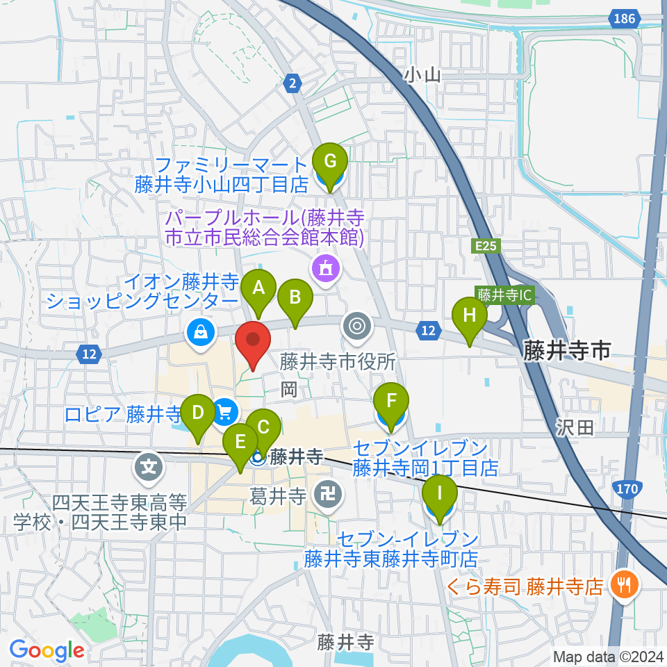 ひろみ音楽教室周辺のコンビニエンスストア一覧地図