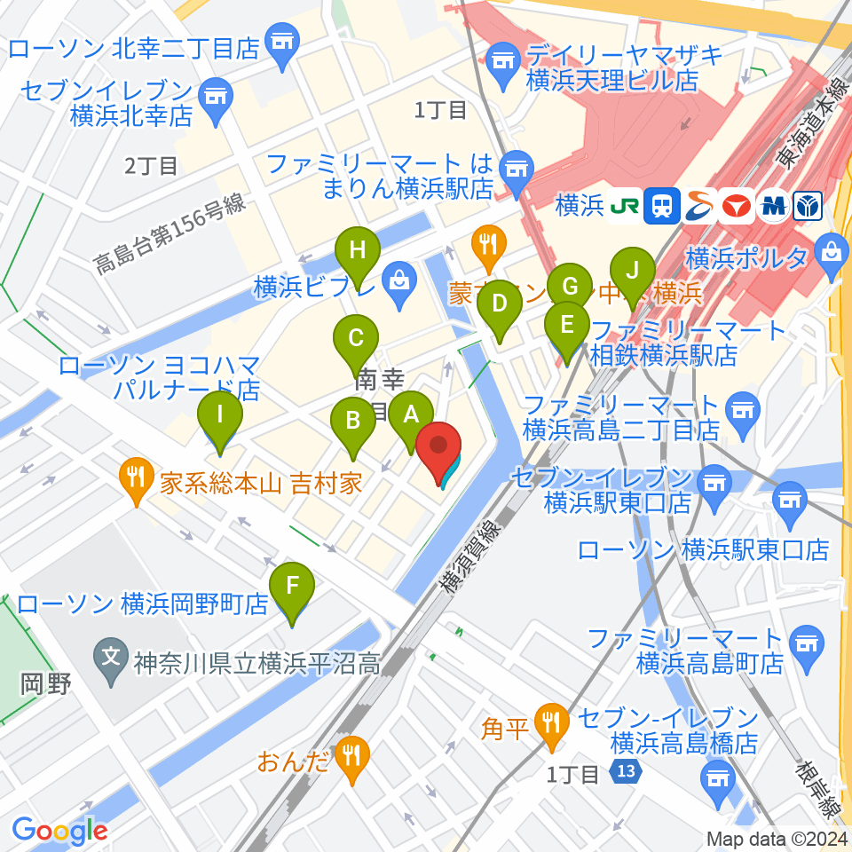 横浜1000 CLUB周辺のコンビニエンスストア一覧地図