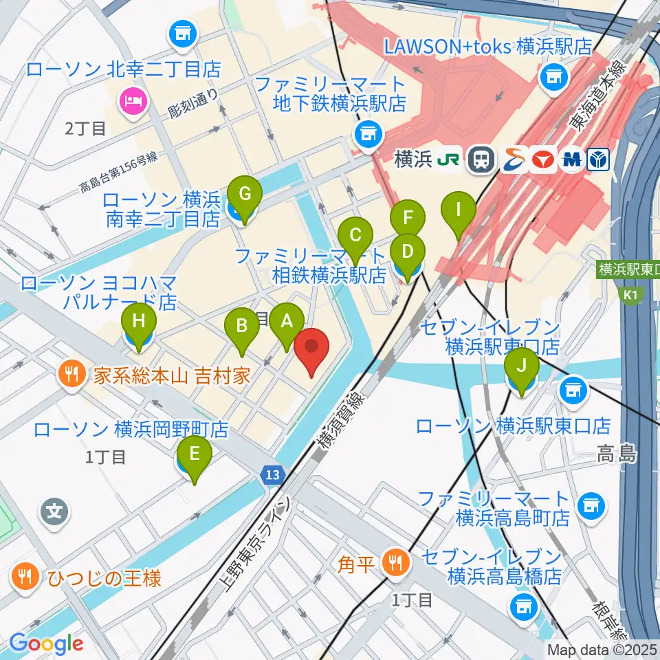 1000 CLUB周辺のコンビニエンスストア一覧地図