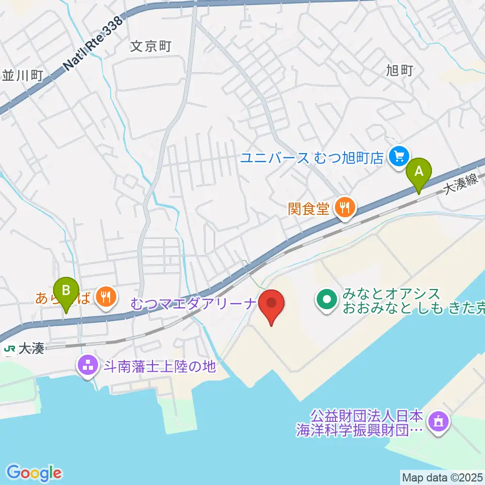むつマエダアリーナ周辺のコンビニエンスストア一覧地図