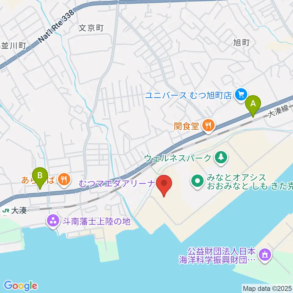 むつマエダアリーナ周辺のコンビニエンスストア一覧地図