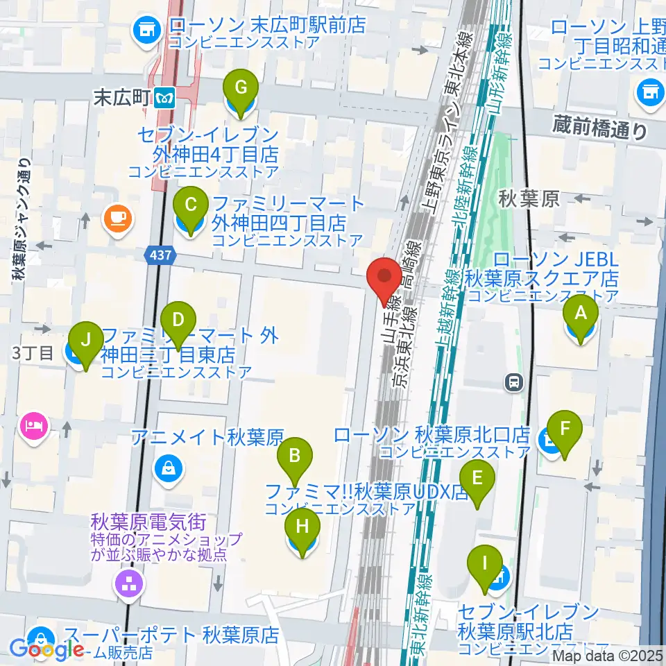 TAIKO-LAB 秋葉原周辺のコンビニエンスストア一覧地図
