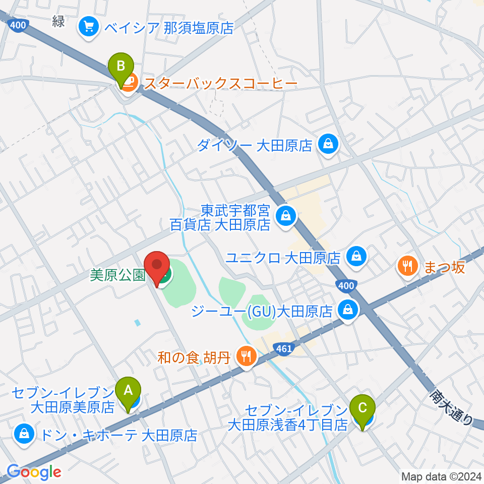 DI STADIUM（美原公園陸上競技場）周辺のコンビニエンスストア一覧地図