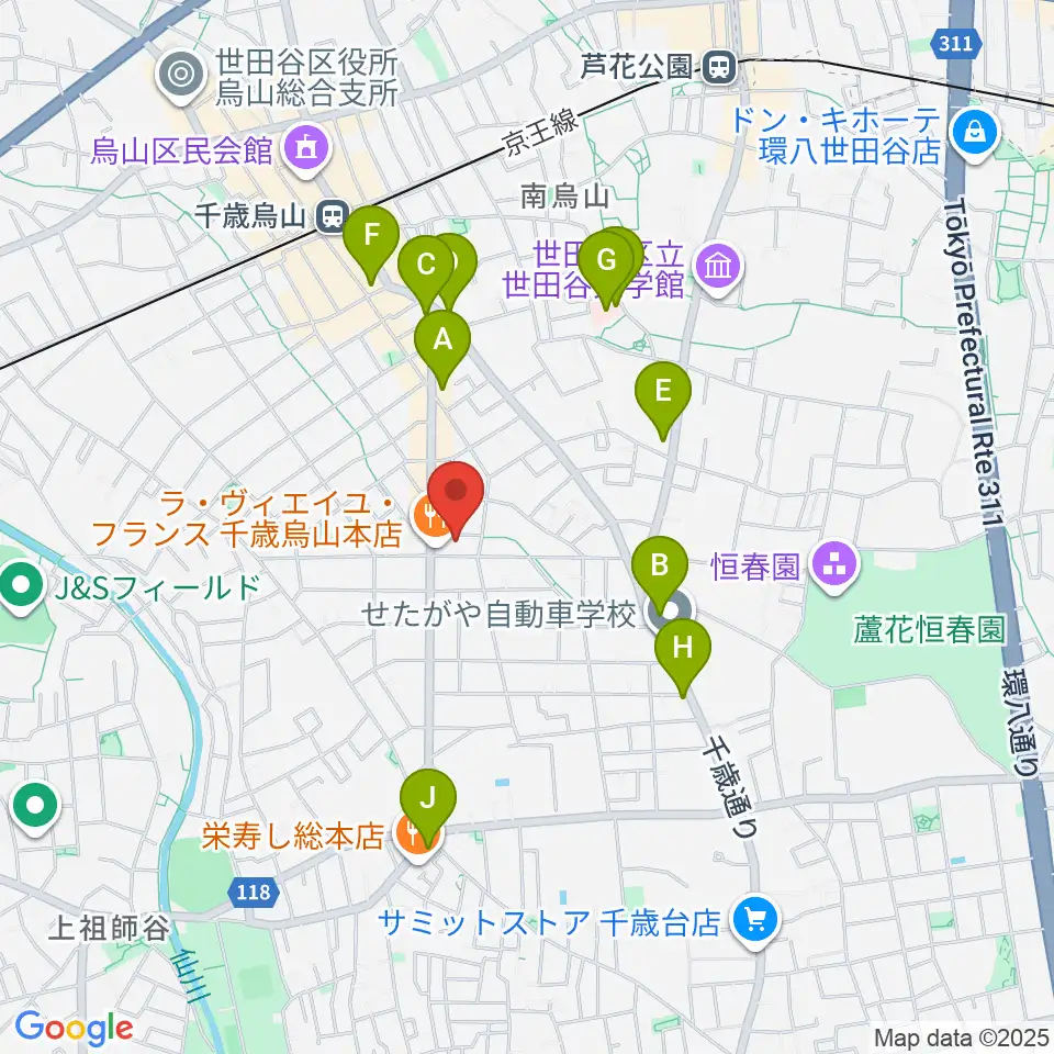ユリミュージックキャンパス千歳鳥山教室周辺のコンビニエンスストア一覧地図