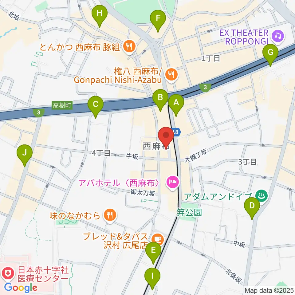 霞町音楽堂周辺のコンビニエンスストア一覧地図