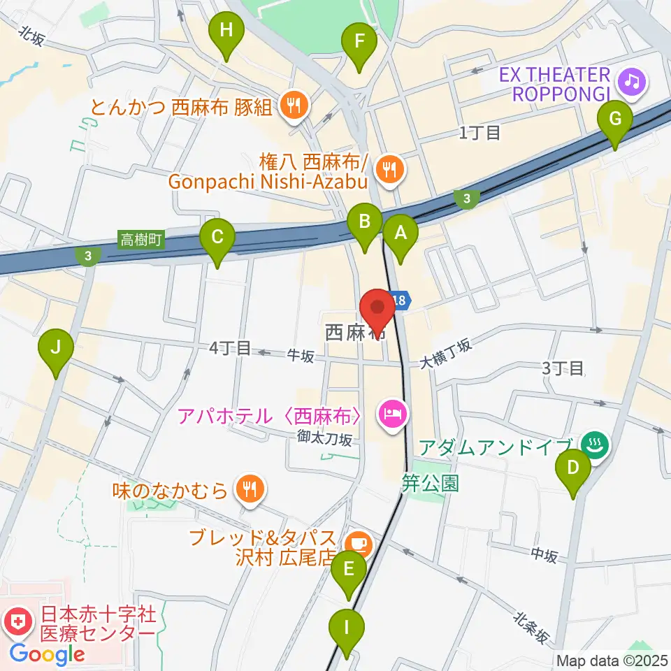 霞町音楽堂周辺のコンビニエンスストア一覧地図