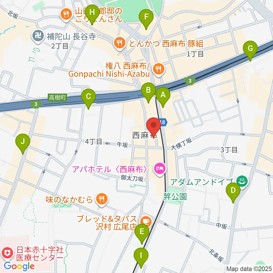 霞町音楽堂周辺のコンビニエンスストア一覧地図