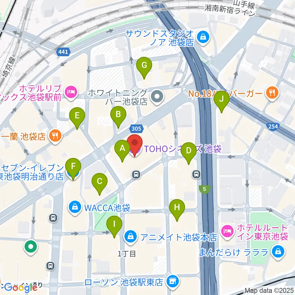 TOHOシネマズ池袋周辺のコンビニエンスストア一覧地図