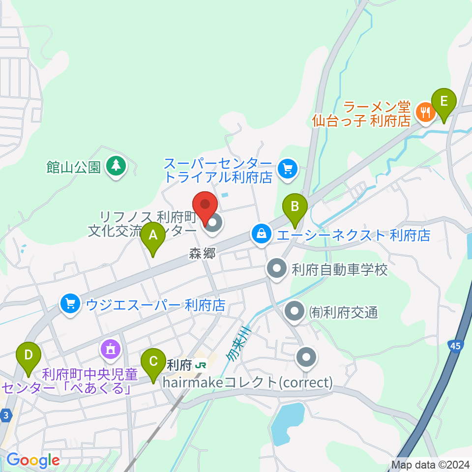 利府町文化交流センター リフノス周辺のコンビニエンスストア一覧地図