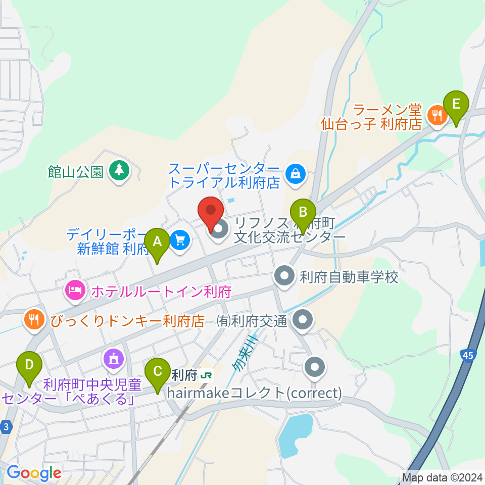 利府町文化交流センター リフノス周辺のコンビニエンスストア一覧地図