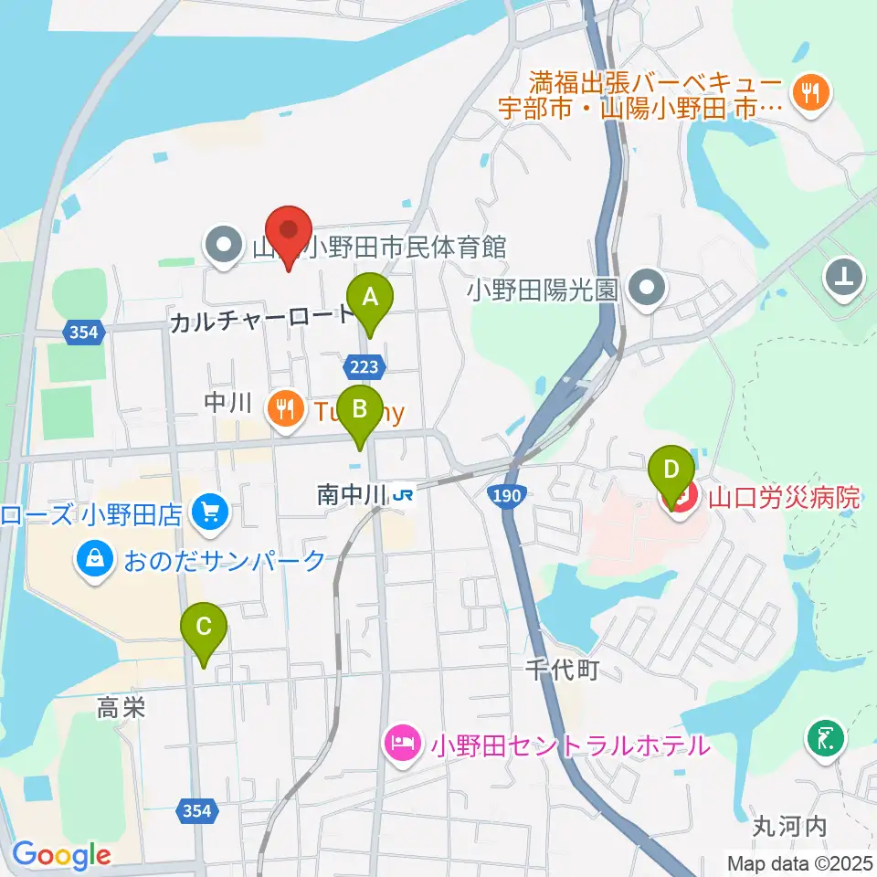 山陽小野田市民館周辺のコンビニエンスストア一覧地図