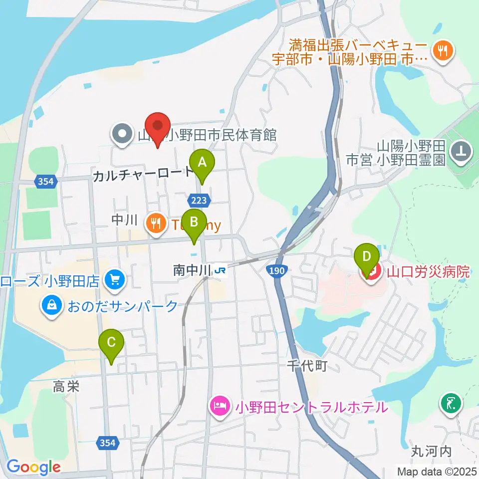 山陽小野田市民館周辺のコンビニエンスストア一覧地図