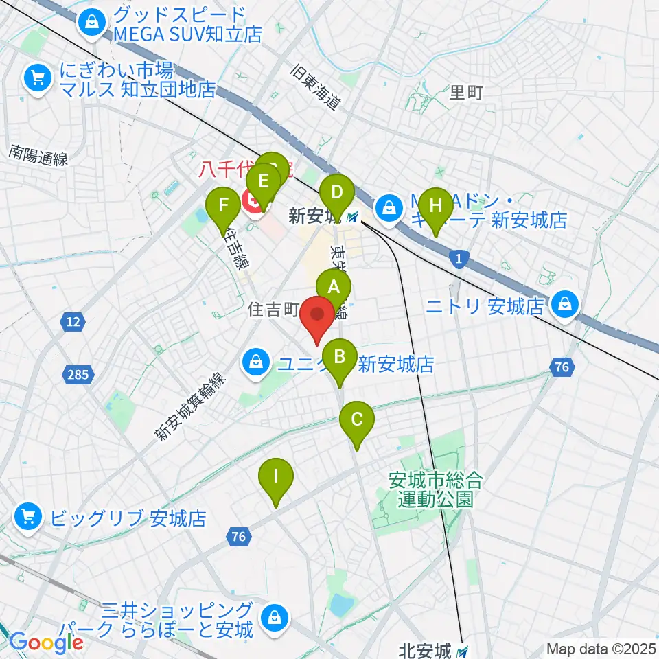 ボーカル教室かのん アンディ安城校周辺のコンビニエンスストア一覧地図
