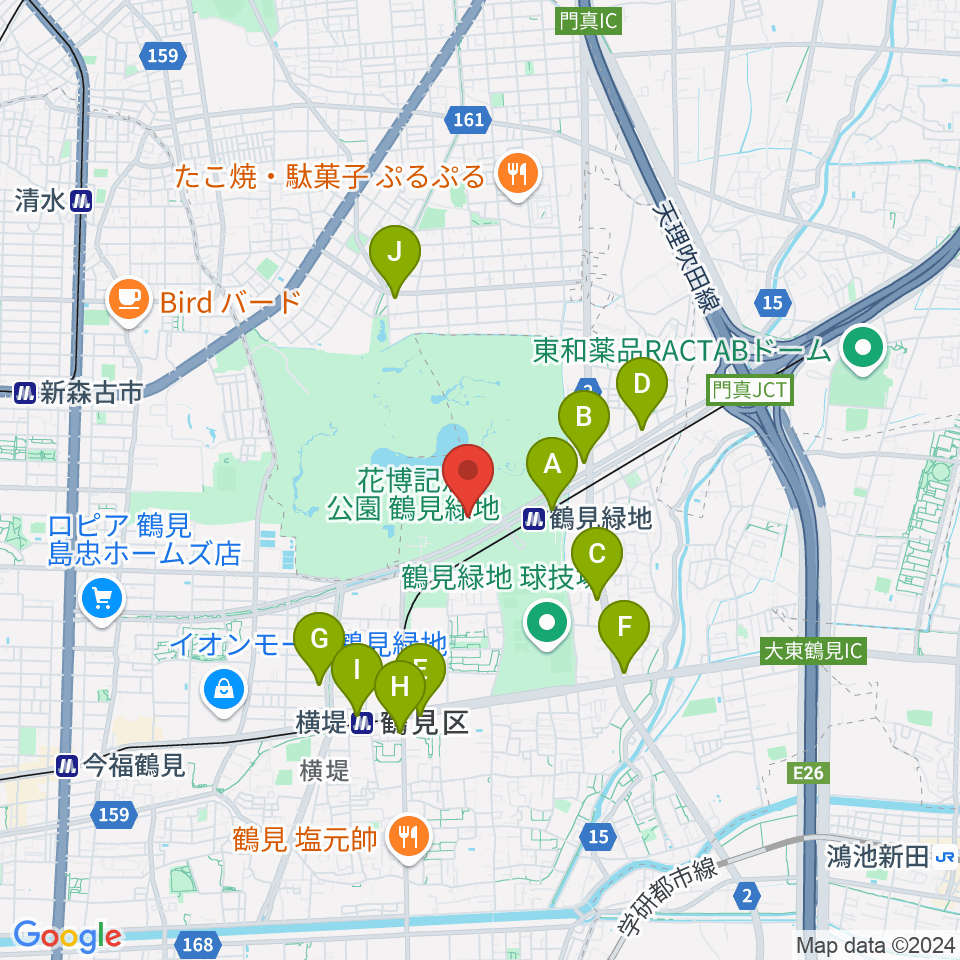 ハナミズキホール（水の館ホール）周辺のコンビニエンスストア一覧地図