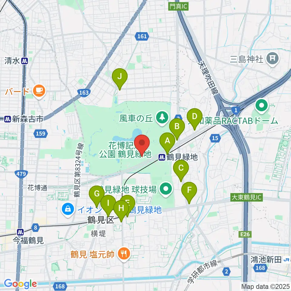 ハナミズキホール(水の館ホール)周辺のコンビニエンスストア一覧地図