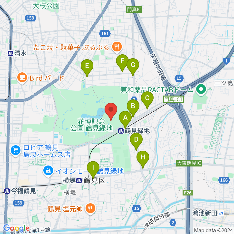 花博記念ホール周辺のコンビニエンスストア一覧地図