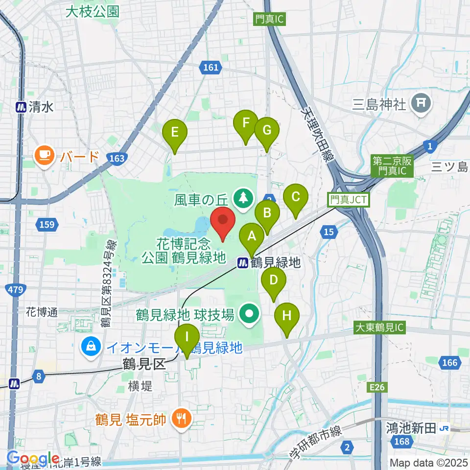 花博記念ホール周辺のコンビニエンスストア一覧地図