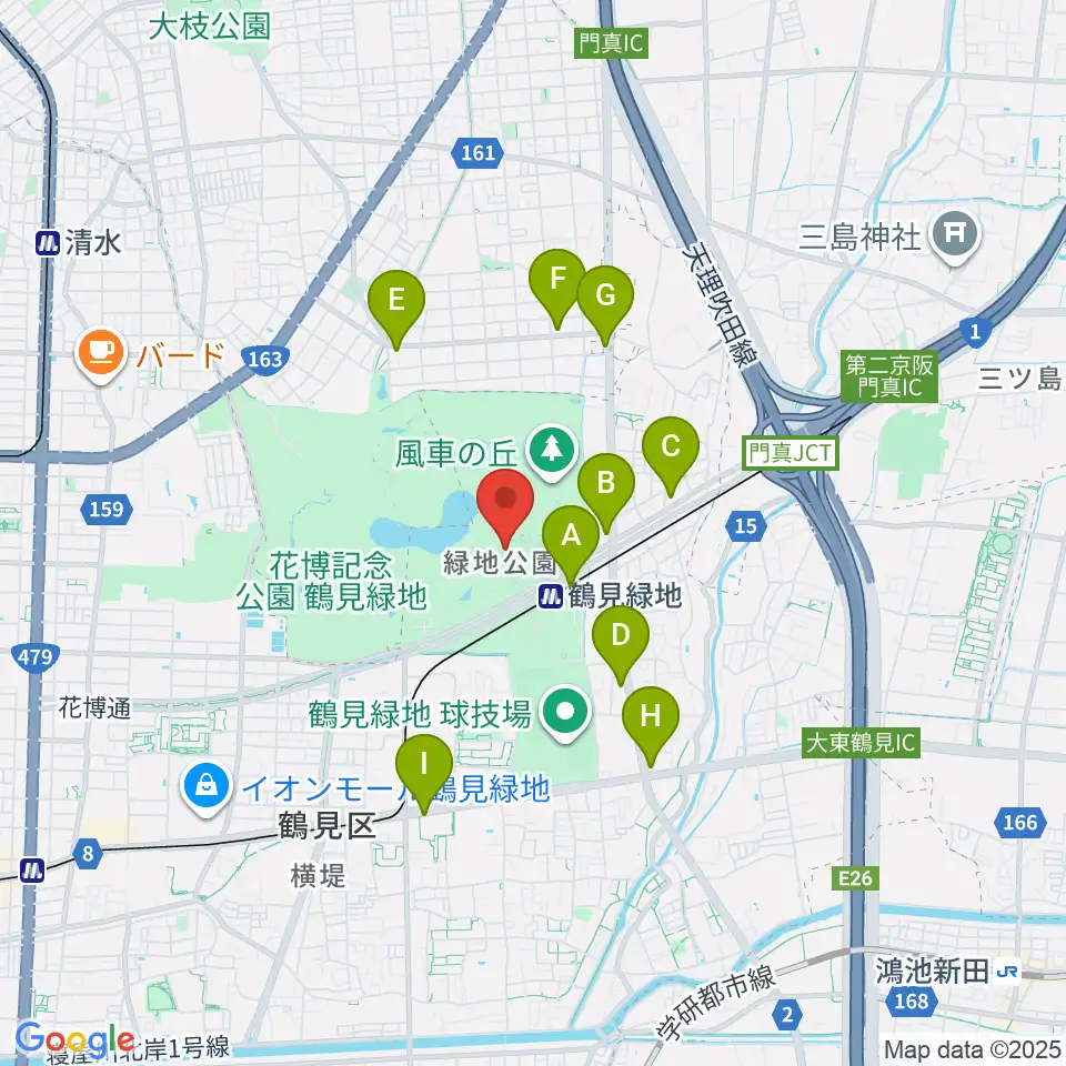 花博記念ホール周辺のコンビニエンスストア一覧地図