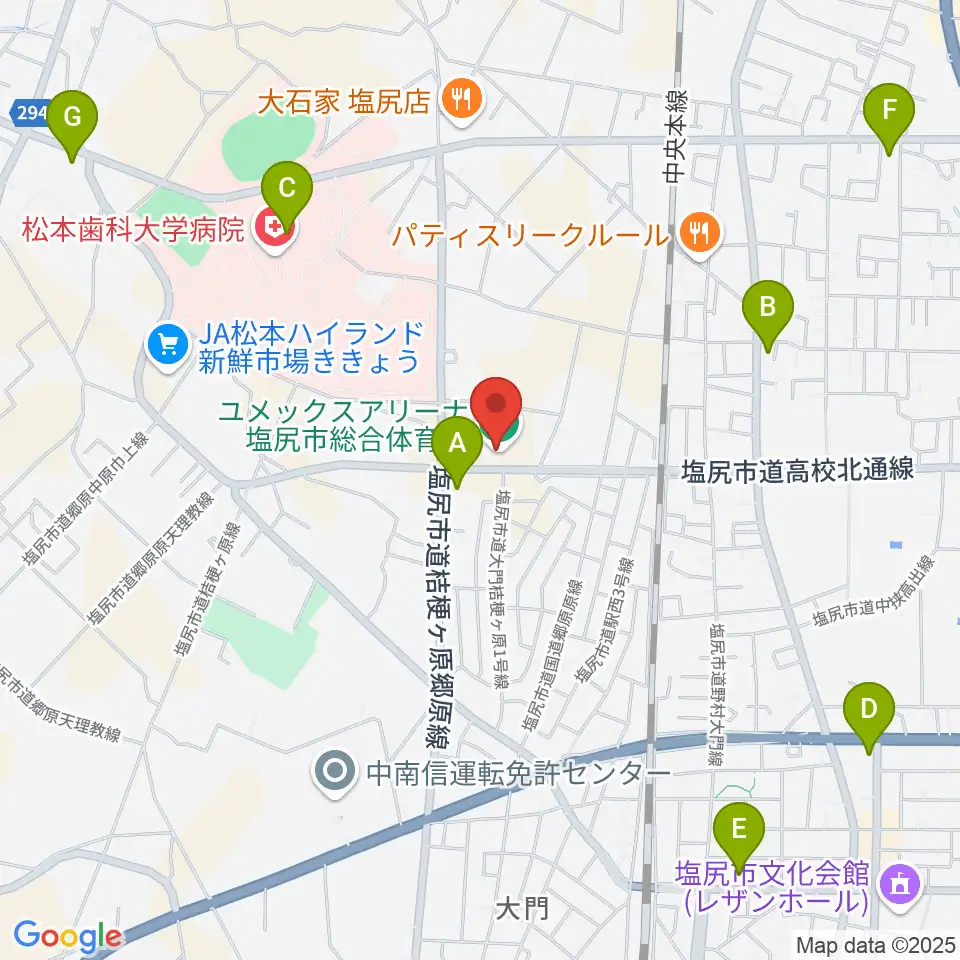 ユメックスアリーナ周辺のコンビニエンスストア一覧地図