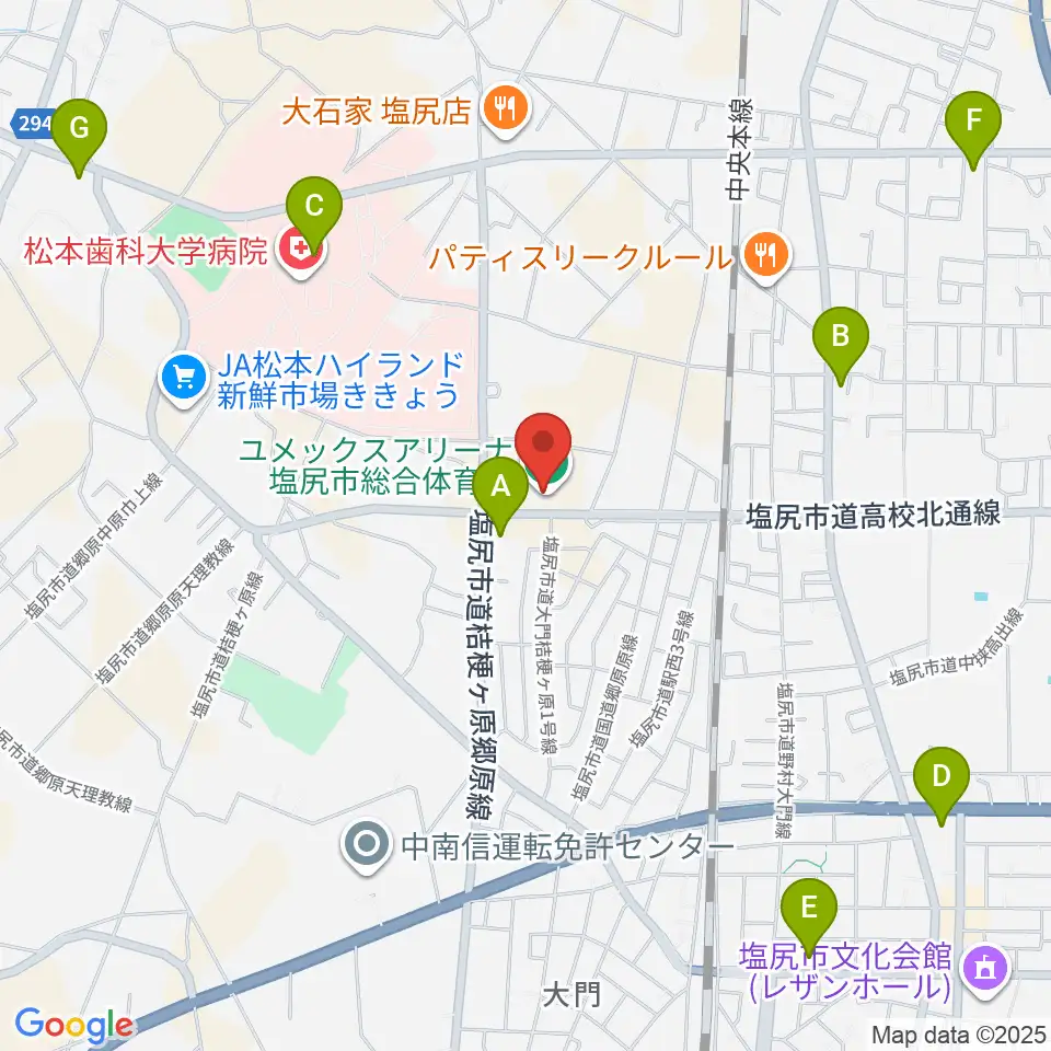 ユメックスアリーナ周辺のコンビニエンスストア一覧地図