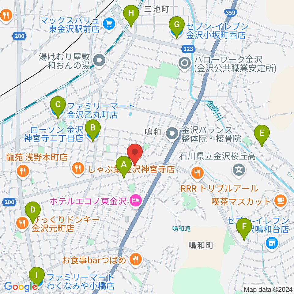 篠田楽器周辺のコンビニエンスストア一覧地図