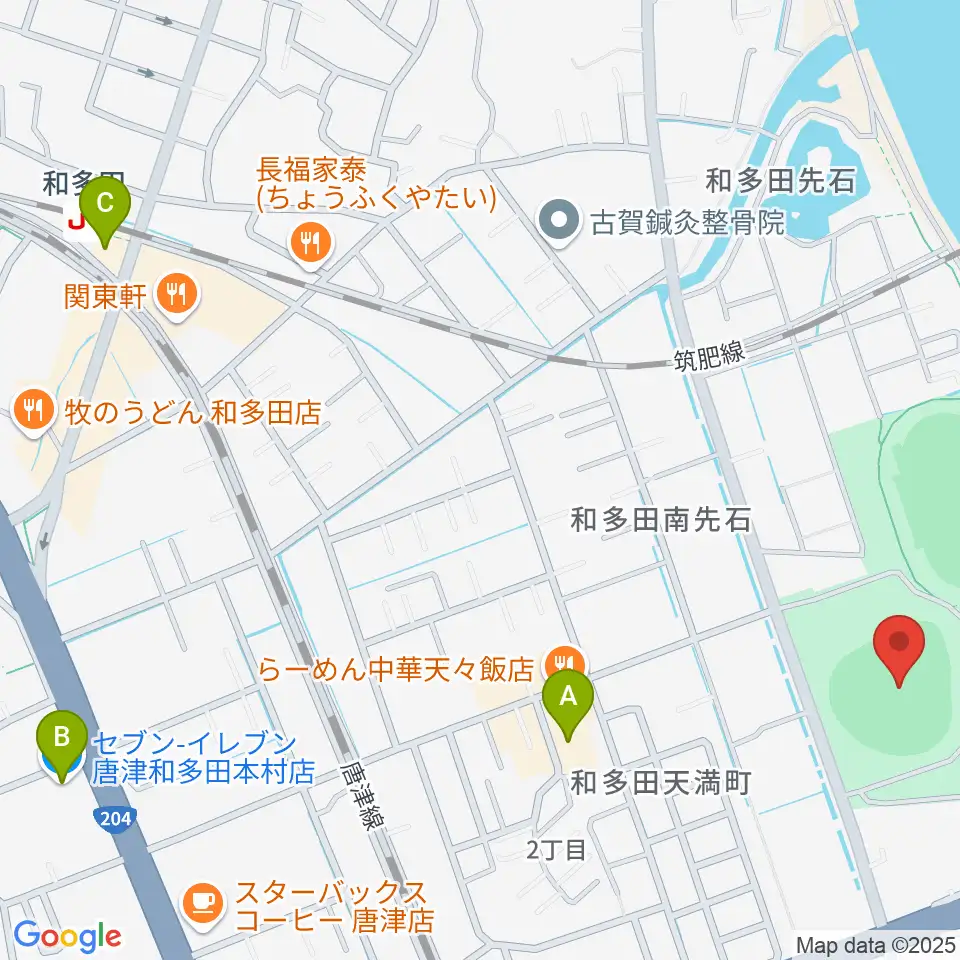 SHOWAハンバーガースタジアム唐津周辺のコンビニエンスストア一覧地図