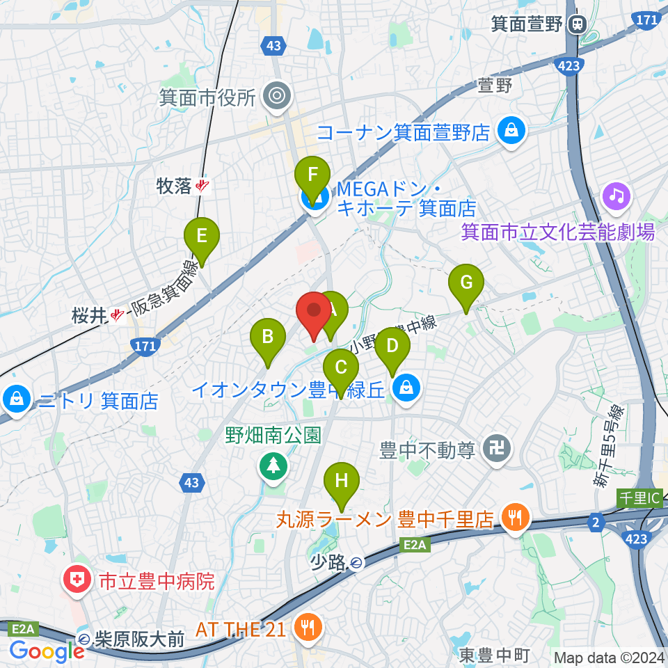 愛ピアノ調律周辺のコンビニエンスストア一覧地図