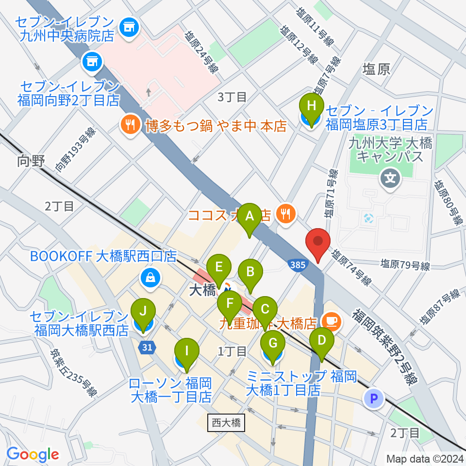 sound Boogie大橋店周辺のコンビニエンスストア一覧地図