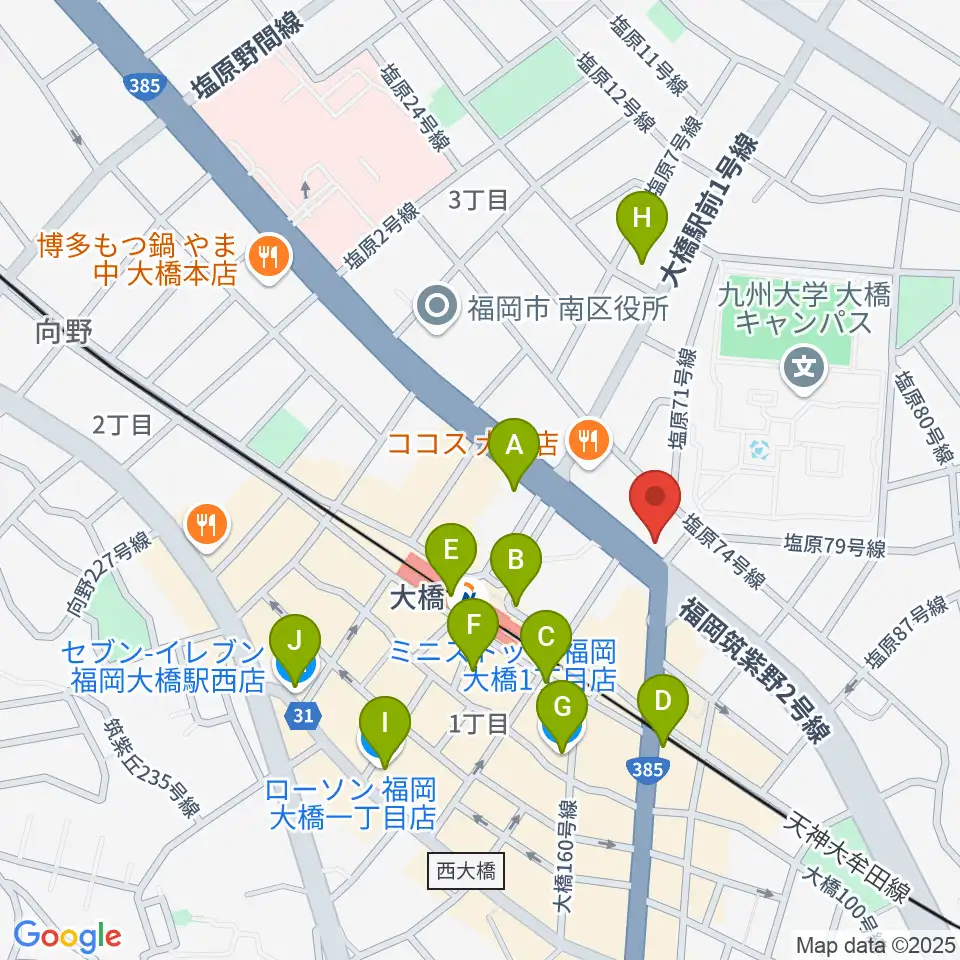 sound Boogie大橋店周辺のコンビニエンスストア一覧地図